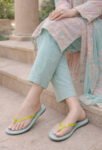 Elegant Mint Green Flip-Flops with Transparent Neon Straps