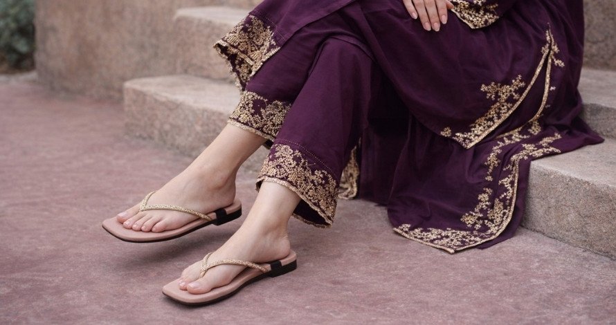 Chic Nude Pink Flip-Flops with Decorative Strap Detailing