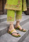 Green Floral Transparent Strap Women Slippers